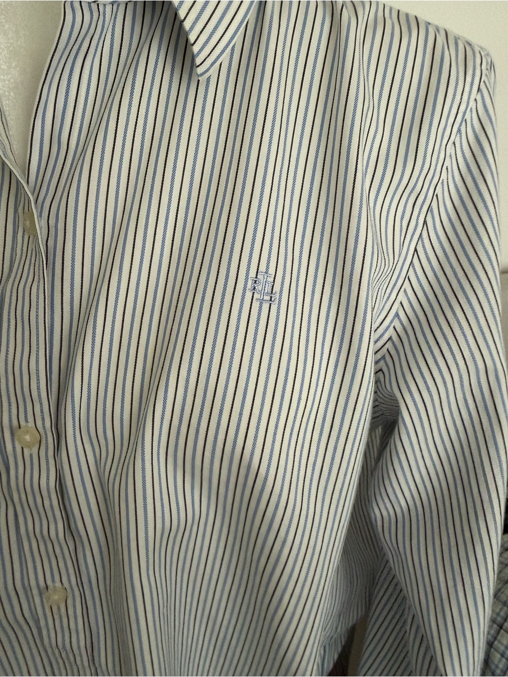 Lauren Ralph Lauren Blue & White Striped Button-Down Shirt - Women - Picture 4 of 4